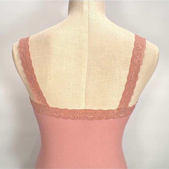 Maurices Y2K Lace Detail Babydoll Pink Ribbed Womens Tank Top MED Fairy Grunge - Picture 5 of 11